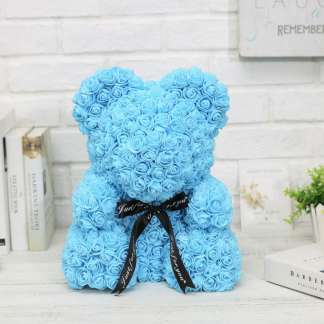 Classic Blue Rose Bear 40cm fleuramore - Main Image