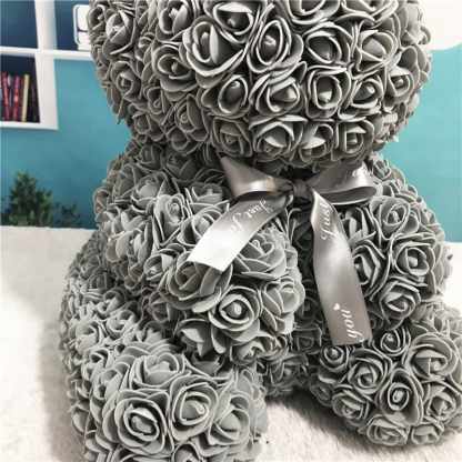 LUXURY SILVER ROSE TEDDY BEAR