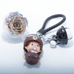 GOLD PRESERVED ROSE | CARTOON CHARACTER KEYCHAIN