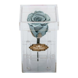 LIGHT BLUE PRESERVED ROSE | PETITE ACRYLIC ROSE BOX