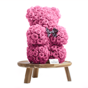 15 Inches Tall Giant Pink Preserved Rose Bear | Local Delivery/Pickup Only