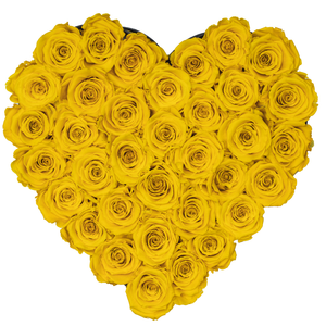 Yellow Preserved Roses | Heart Black Huggy Rose Box