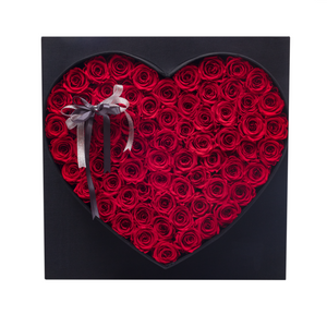 RED PRESERVED ROSES | LUXURY BLACK ROMANTIC LOVE BOX