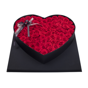 RED PRESERVED ROSES | LUXURY BLACK ROMANTIC LOVE BOX