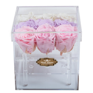 CANDY COLOR PRESERVED ROSES | SMALL ACRYLIC ROSE BOX