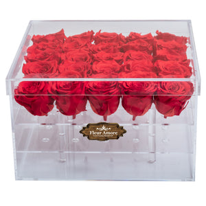 RED PRESERVED ROSES | LARGE ACRYLIC ROSE BOX
