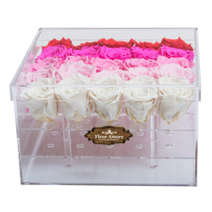 FADE PINK PRESERVED ROSES | LARGE ACRYLIC ROSE BOX