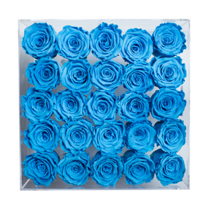 BLUE PRESERVED ROSES | LARGE ACRYLIC ROSE BOX