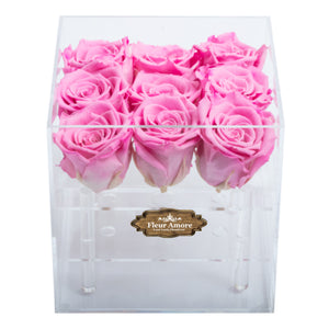 CANDY COLOR PRESERVED ROSES | SMALL ACRYLIC ROSE BOX