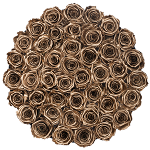 Gold Preserved Roses | Medium Round Black Huggy Rose Box