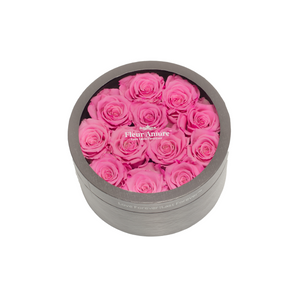 PINK PRESERVED ROSES | SMALL ROUND CLASSIC GREY BOX