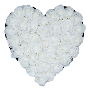 White Preserved Roses | Heart Black Huggy Rose Box