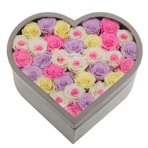 CANDY MIX PRESERVED ROSES | LARGE HEART CLASSIC GREY BOX