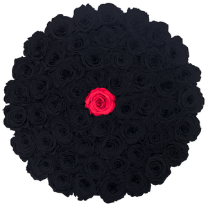 Black & Red Preserved Roses | Large Round Black Huggy Rose Box