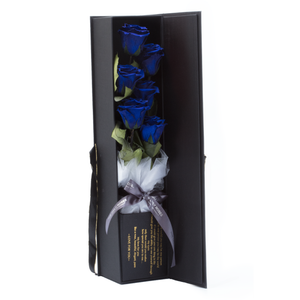 The Only Classic | 6 Royal Blue Preserved Long Stem Roses Bouquet
