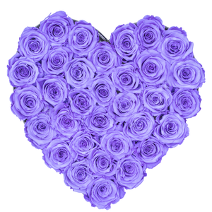 Purple Preserved Roses | Heart Black Huggy Rose Box