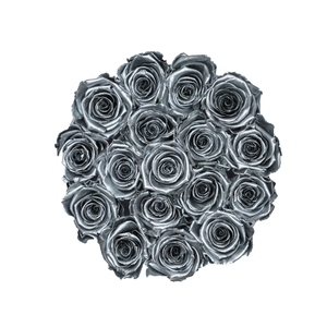 Silver Preserved Roses | Small Round White Huggy Rose Box