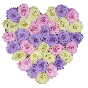 Candy Color Preserved Roses | Heart White Huggy Rose Box