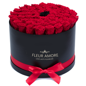 Red & Black Preserved Roses | Large Round Black Huggy Rose Box