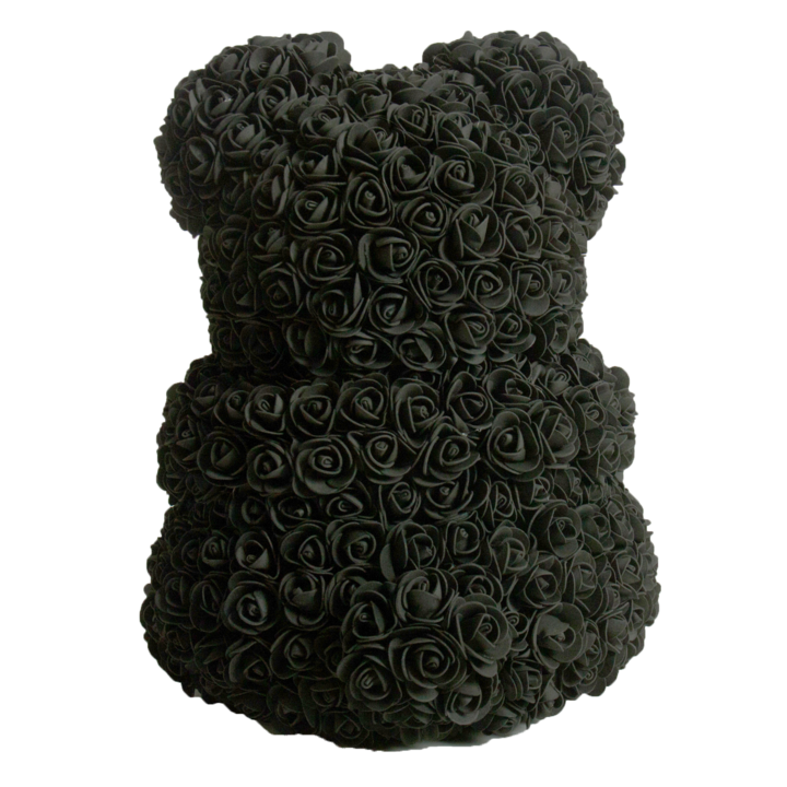 Black Classic Rose Bear 40cm Tall fleuramore